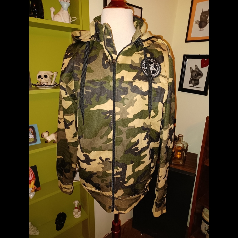 Black Craft Cult camo baphomet jacket